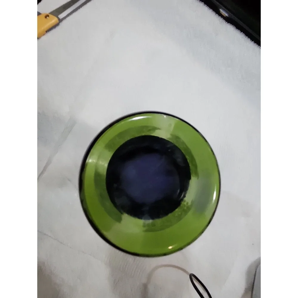 VTG~Murrhina Spatter~Lime Green/Purple~Art Glass Vase~Flared Lip~Hand Blown~8